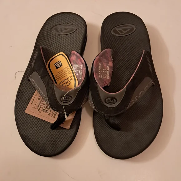 Reef Flip Flops Sandals Women's 8 Fanning Gray Purple Pink Comfy Summer Beach - Picture 7 of 13